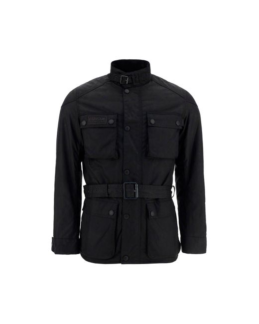 Barbour Cotton Belted Patch Pockets Jacket in Black for Men | Lyst