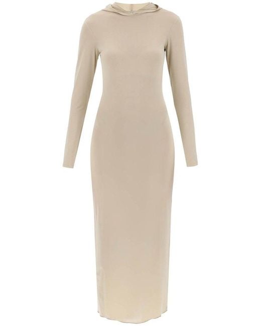 Paloma Wool Natural Long-sleeved Hooded Midi Dress