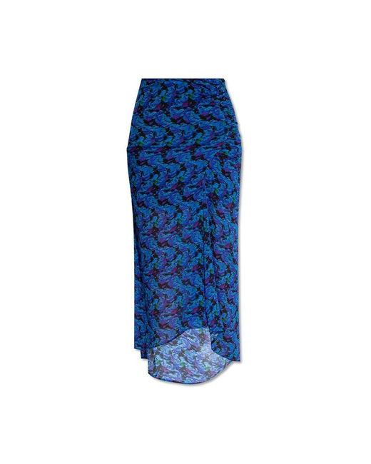 IRO Blue 'neptune' Skirt With Floral Motif,