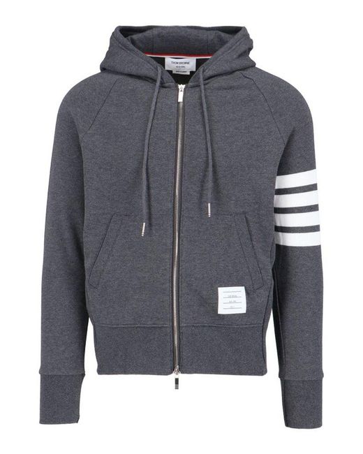 Thom Browne Blue Classic Loopback 4-Bar Zip Hoodie for men