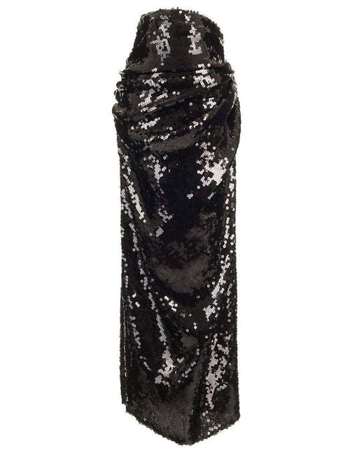 Del Core Black Sequined Midi Skirt