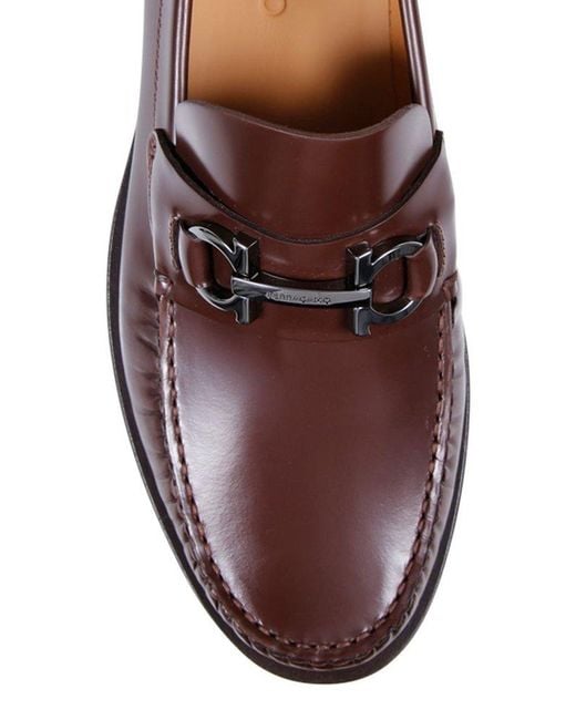 Ferragamo Logo Plaque Slip-on Loafers in Brown for Men | Lyst UK