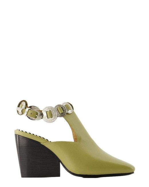 Toga Green Embellished Slingback Boots