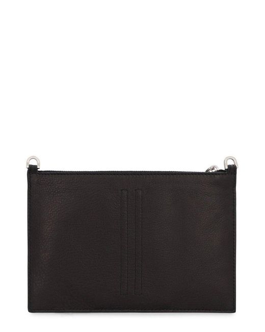 Rick Owens Black Logo Debossed Zipped Clutch Bag