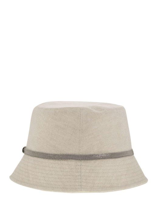 Brunello Cucinelli Gray Shiny Band Sparkling Bucket Hat