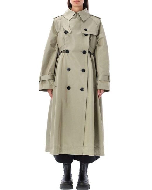 Sacai Natural Double-breasted Trench Coat