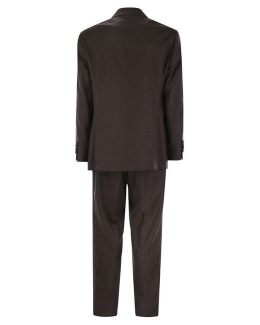 Brunello Cucinelli Black Set With Chest And Half Jacket And Leisure-Fit Trousers With Pleats for men