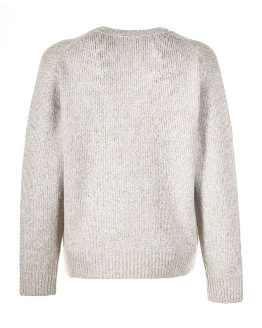 Acne Gray Knitted Crewneck Jumper for men