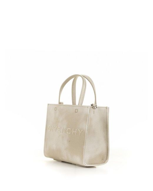 Givenchy White Mini Logo Embroidered Tote Bag