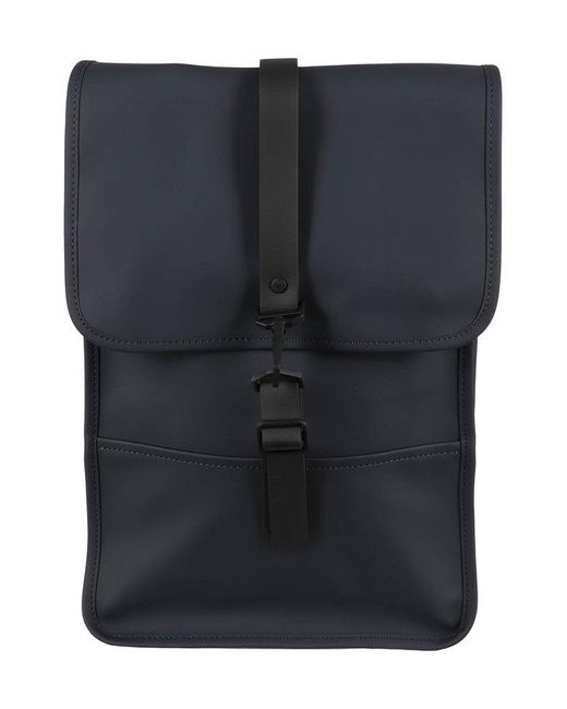Rains Blue Logo Detailed Foldover Top Backpack