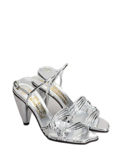Vivienne Westwood White Metallic Effect Knotted Sandals