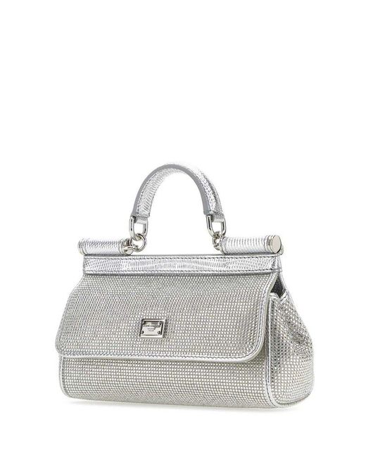 Dolce & Gabbana X Kim Sicily Small Embellished Shoulder Bag - Silver