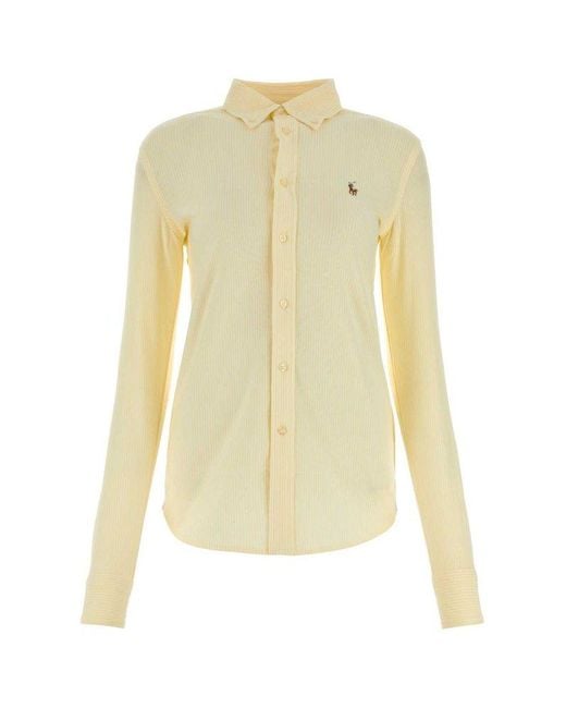 Polo Ralph Lauren Yellow Logo Embroidered Long-sleeved Shirt