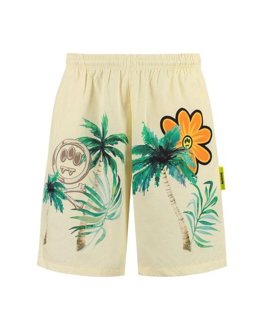 Barrow White S Palm Tree-printed Knee-length Track Shorts