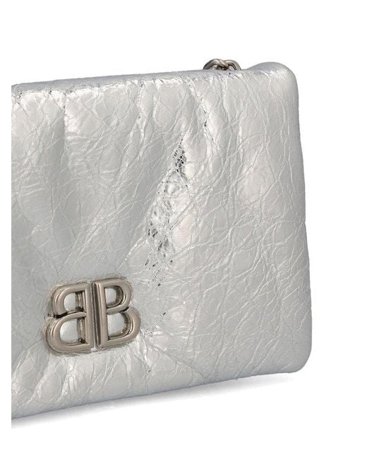 Balenciaga White Monaco Metallized Nano Shoulder Bag