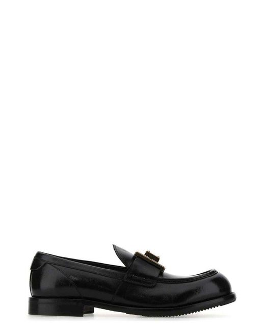 Dolce & Gabbana Black Mino Logo Plaque Loafers for men