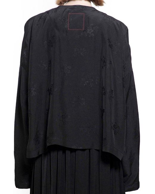 Uma Wang Black Floral Jacquard Open Front Jacket