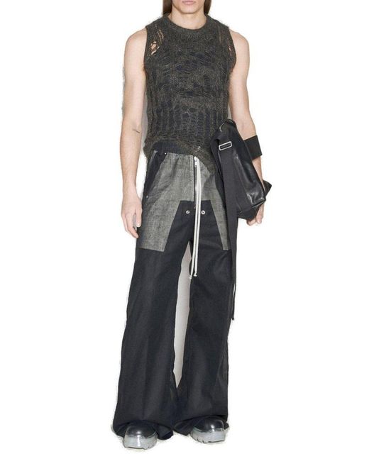 Rick Owens Gray Open-knitted Sleeveless Tank Top for men