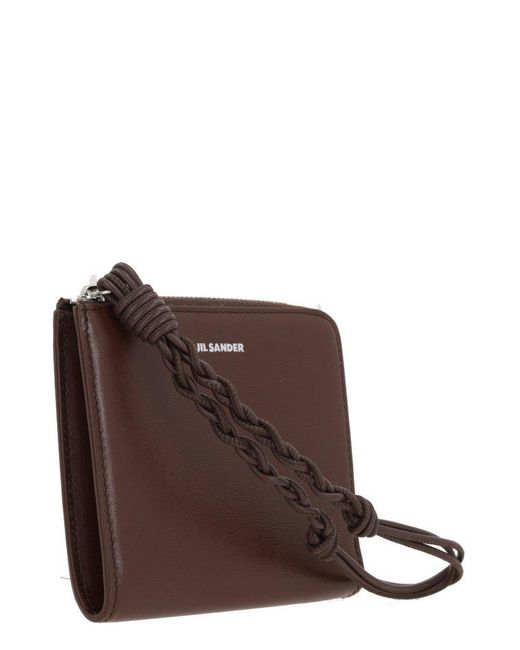 Jil Sander Tangle Card Holder in Brown | Lyst