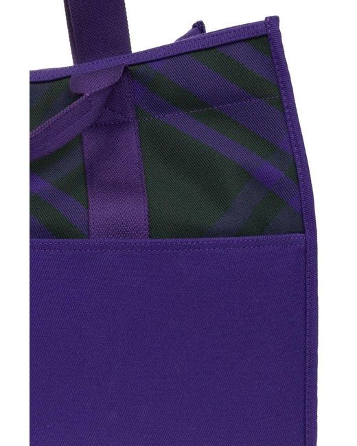 Burberry Purple Check Organic-cotton Tote Bag for men