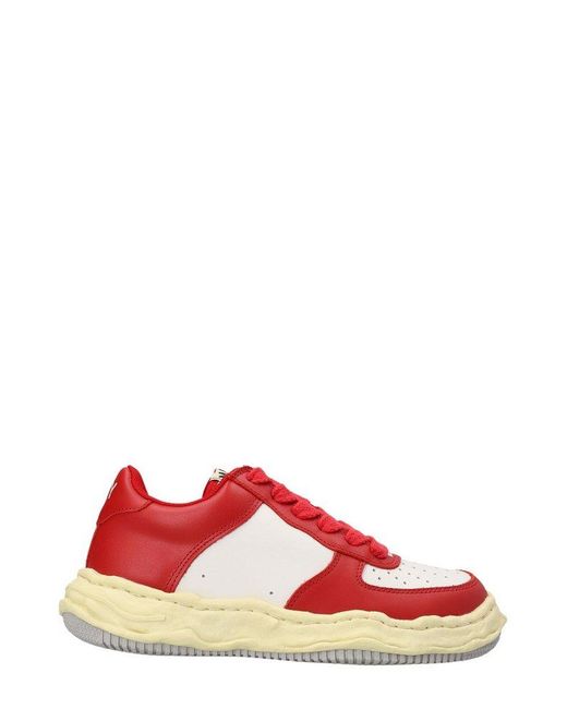 Maison Mihara Yasuhiro Wayne Vintage-look Lace-up Sneakers in Red for ...