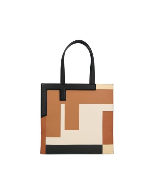 Fendi Multicolor Flip Medium Ff Puzzle Leather Bag