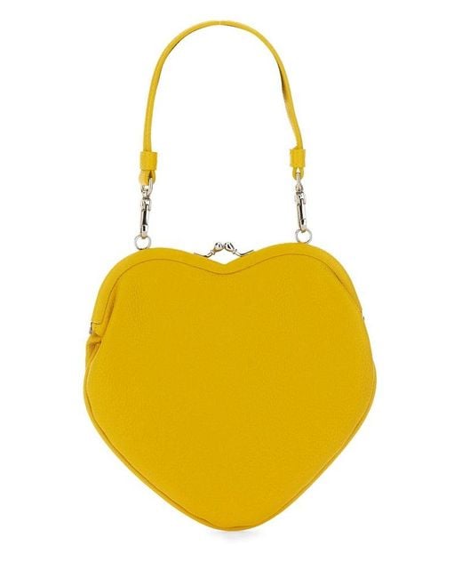 Vivienne Westwood Yellow Orb Logo Plaque Heart-shape Clutch Bag