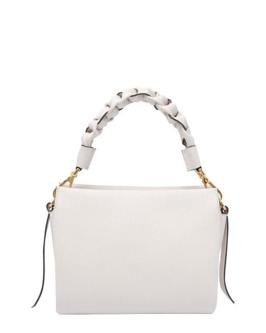 Coccinelle White Boheme Zipped Small Tote Bag