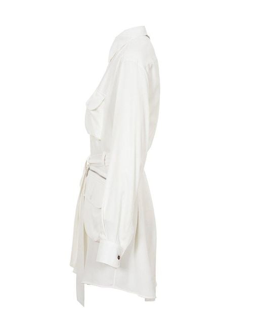 DSquared² White Belted Cargo Dress