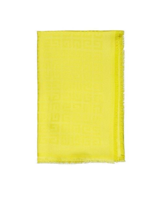 Givenchy Yellow 4g Motif Fringed Shawl