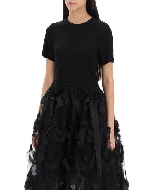 Simone Rocha Easy T Shirt With Bow Tails in Black | Lyst