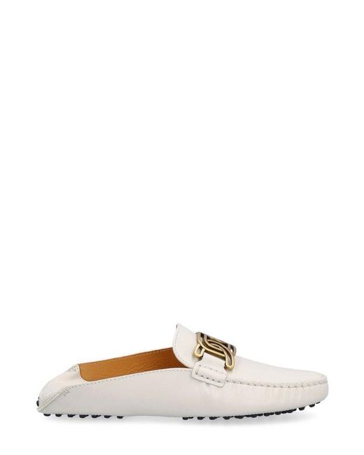 Tod's Logo Plaque Slip-on Loafers in White | Lyst