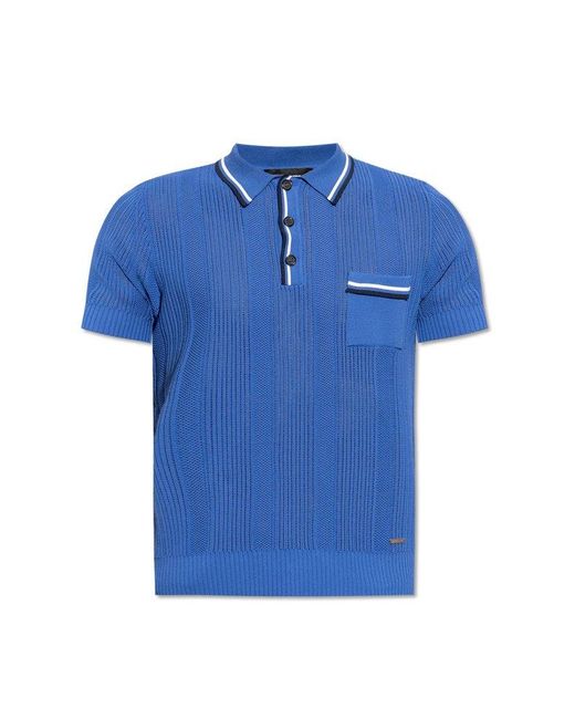 DSquared² Blue Openwork Polo Shirt, for men