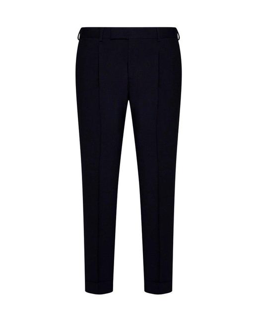 PT Torino Blue Pressed Crease Tailored Trousers for men