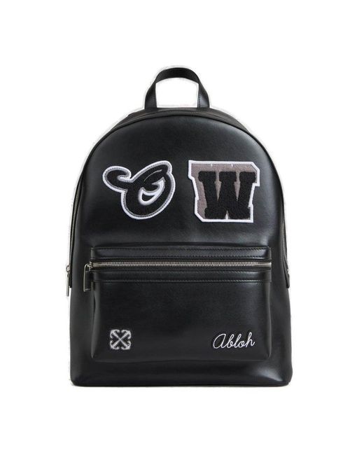 Off-White c/o Virgil Abloh Black Off- Leather Varsity Backpack for men