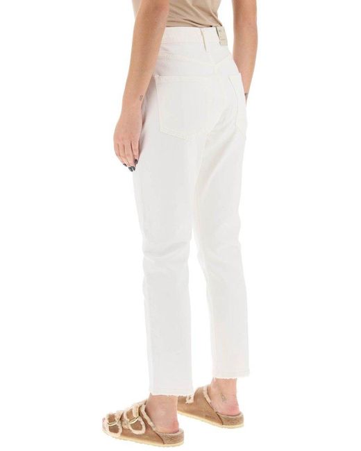 Agolde White Riley High Waisted Cropped Jeans