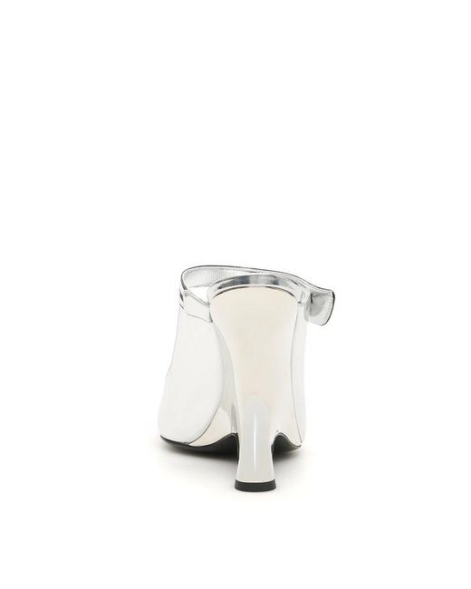 Prada White Metallic Pointed-toe Mules
