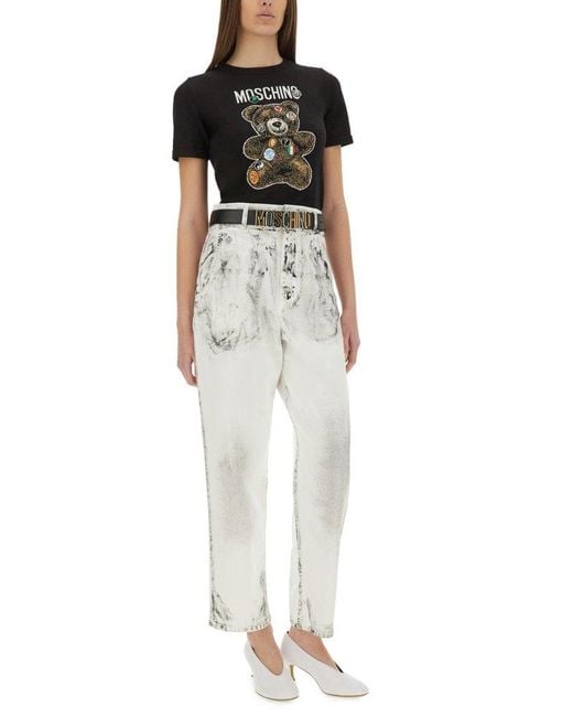 Moschino Multicolor Laurel Crown Patch Pants