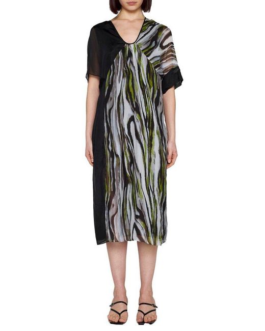 Diane von Furstenberg Black Ange Print Viscose And Silk Dress