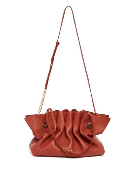 Ferragamo Red Soft Medium Shoulder Bag