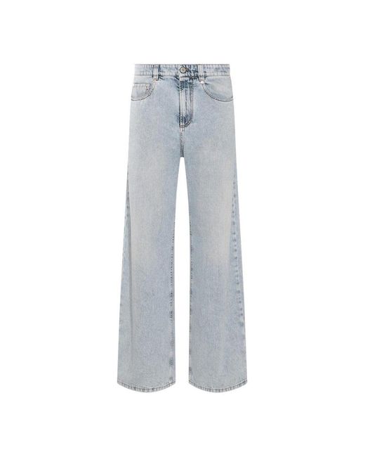 Brunello Cucinelli Blue High Waisted Wide-leg Jeans