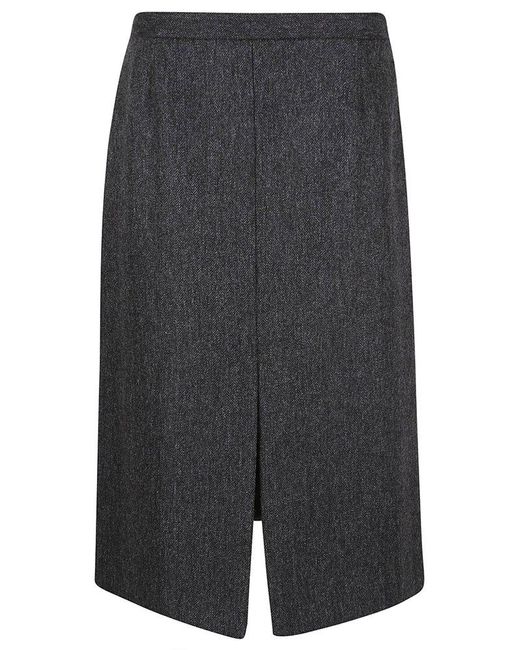 Dries Van Noten Gray Slit Detailed Midi Skirt