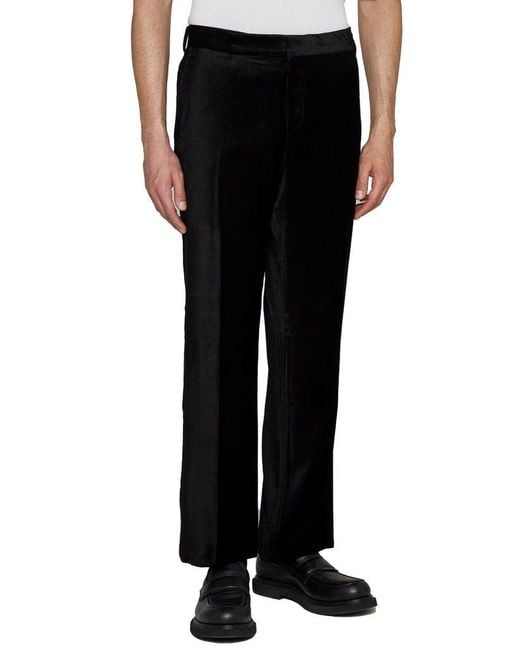 Lardini Black Velvet Mid-Rise Straight Leg Pants for men