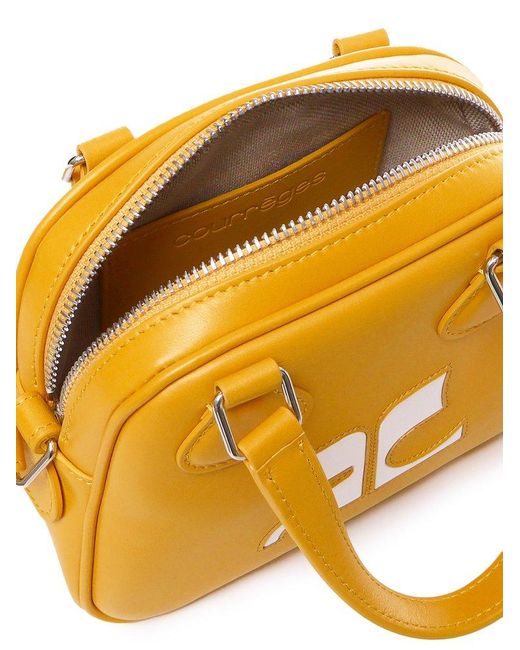 Courreges Yellow Logo Patch Zip-up Bowling Bag