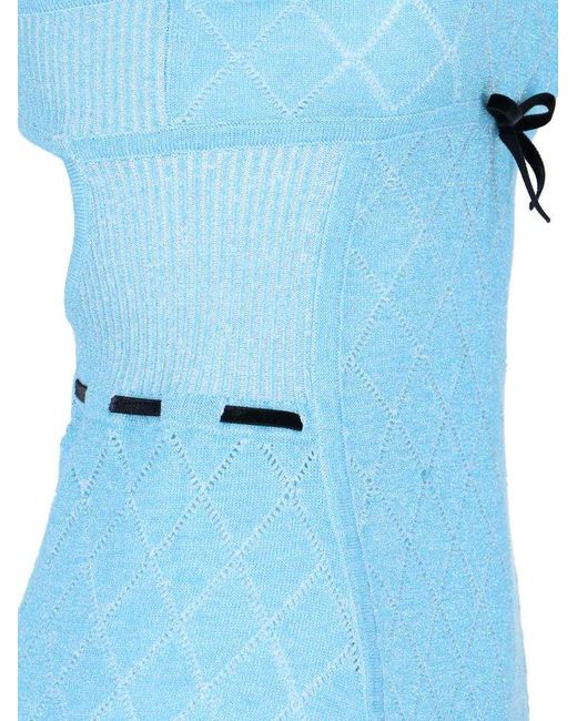 Cormio Blue Bora Bow Detailed Mini Dress