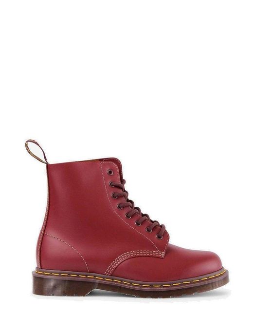 Dr. Martens Leather Vintage 1460 Ankle Boots in Red for Men | Lyst