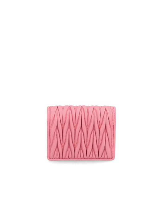 Miu Miu Pink Logo Lettering Bi-fold Wallet