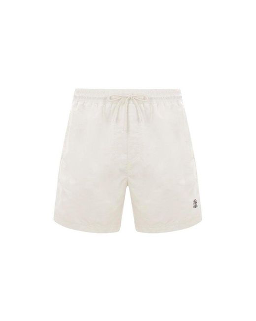 Brunello Cucinelli White Drawstring Swim Shorts for men