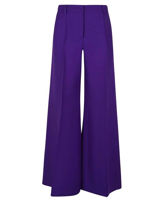 Valentino Purple Crepe Couture High-rise Wide Leg Pants