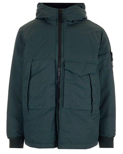 Stone Island Green Down Jacket for Men Lyst UK